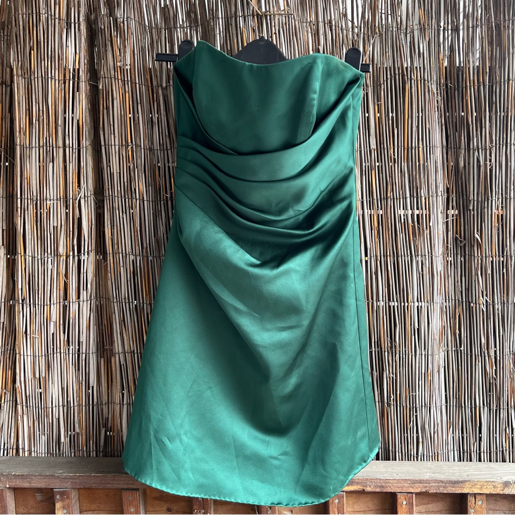 Alfred Angelo Hunter Green Cocktail Bridesmaid Dress Altered To 31” Long 505822